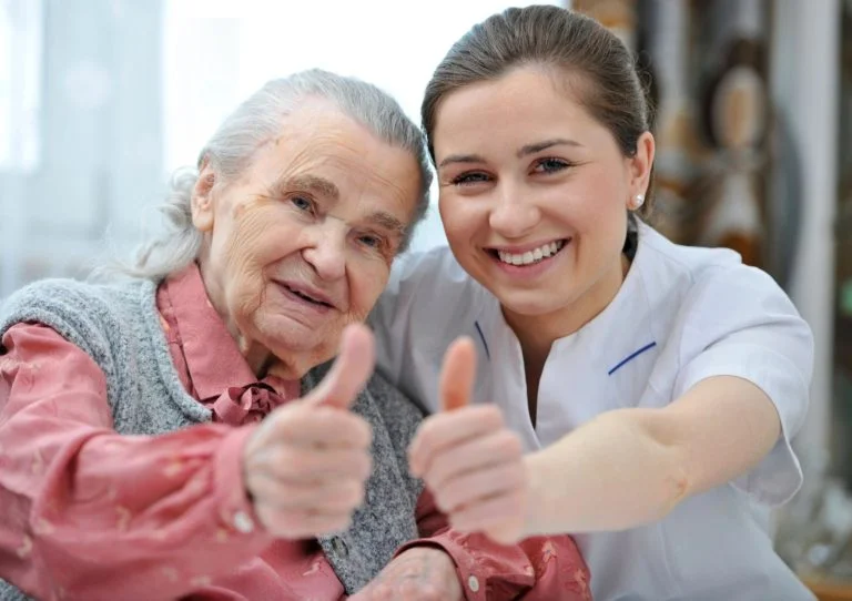 Old Woman Feel Happy with Insurance agent